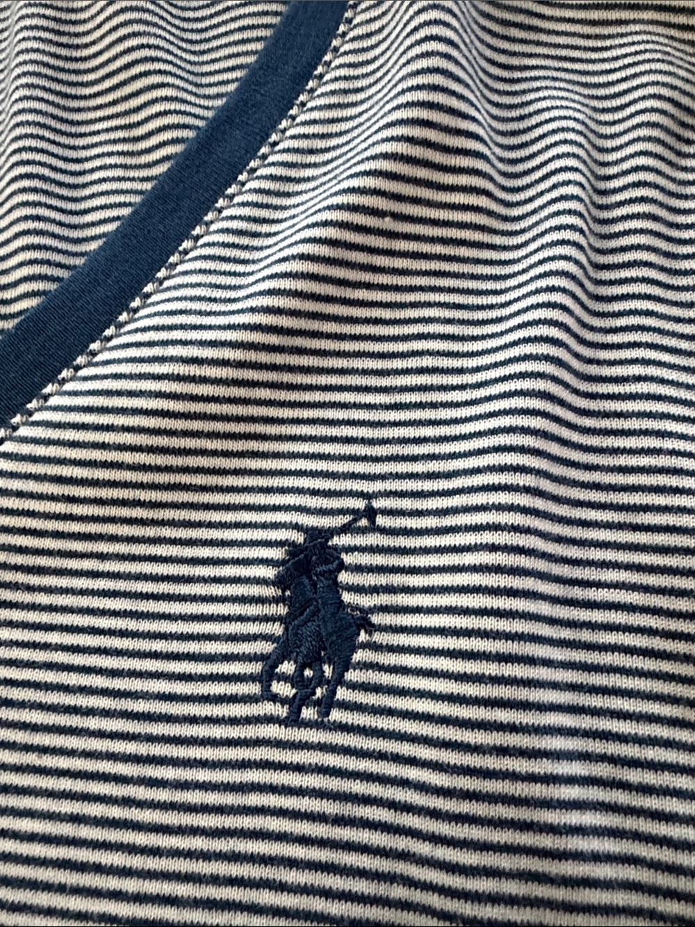 Ralph Lauren Blue and White Striped V-Neck Sweater - Picture 3 of 6
